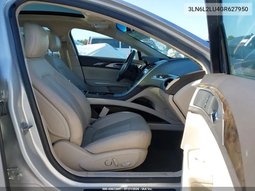 2016 Lincoln Mkz Hybrid VIN: 3LN6L2LU4GR627950 Lot: 45623891
