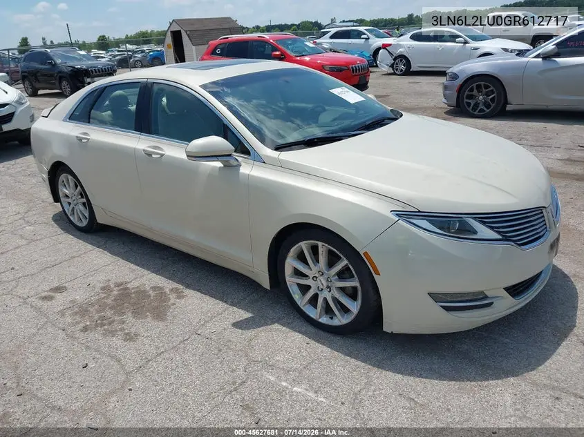 2016 Lincoln Mkz Hybrid VIN: 3LN6L2LU0GR612717 Lot: 45627681