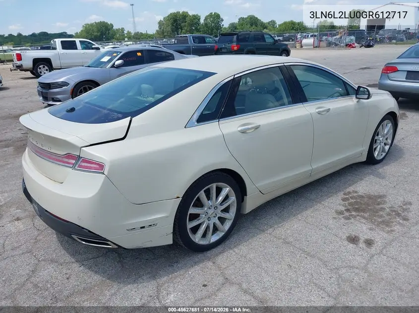 2016 Lincoln Mkz Hybrid VIN: 3LN6L2LU0GR612717 Lot: 45627681