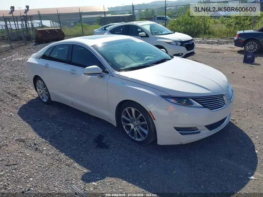 2016 Lincoln Mkz VIN: 3LN6L2JK5GR600600 Lot: 45643038