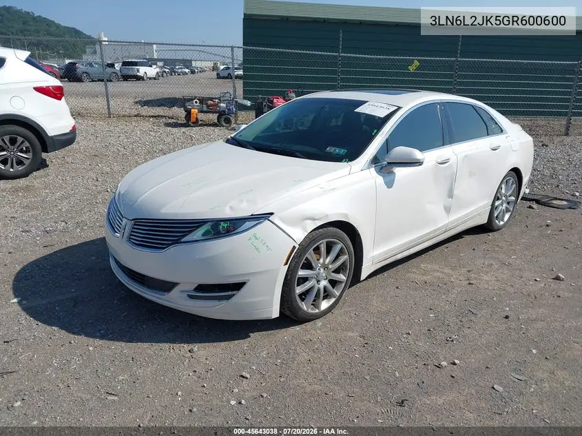 2016 Lincoln Mkz VIN: 3LN6L2JK5GR600600 Lot: 45643038
