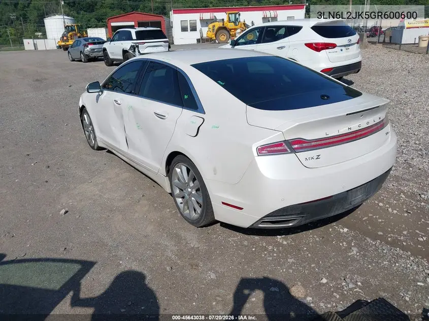 2016 Lincoln Mkz VIN: 3LN6L2JK5GR600600 Lot: 45643038