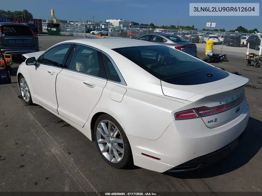 2016 Lincoln Mkz Hybrid VIN: 3LN6L2LU9GR612604 Lot: 45659495