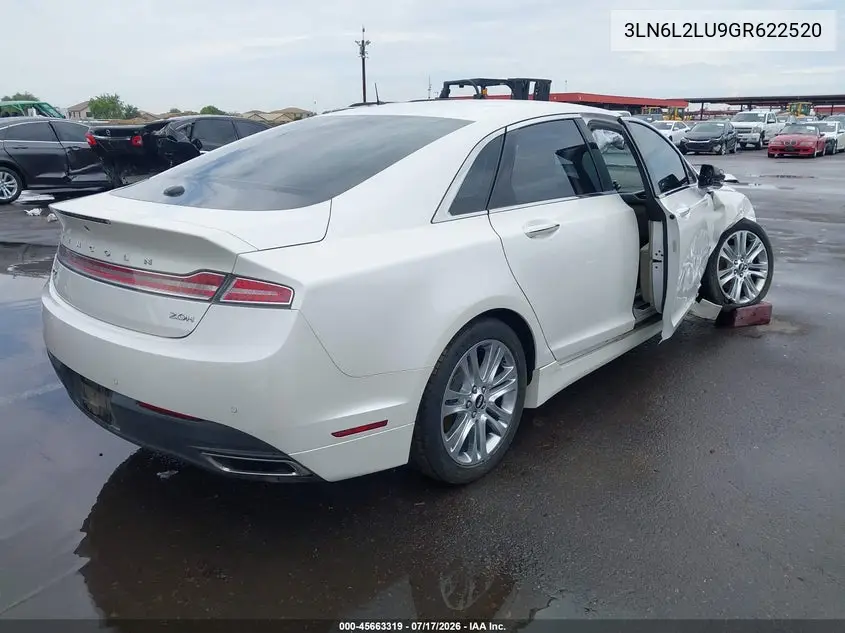 2016 Lincoln Mkz Hybrid VIN: 3LN6L2LU9GR622520 Lot: 45663319