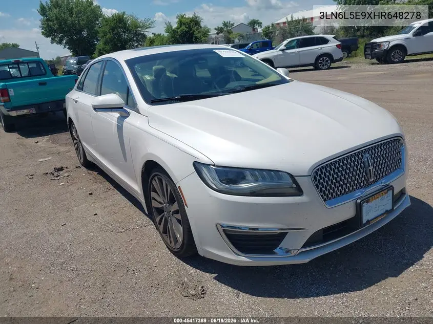 2017 Lincoln Mkz Reserve VIN: 3LN6L5E9XHR648278 Lot: 45417389