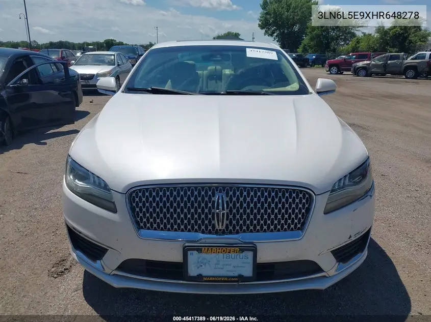 2017 Lincoln Mkz Reserve VIN: 3LN6L5E9XHR648278 Lot: 45417389