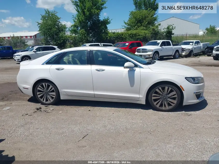 2017 Lincoln Mkz Reserve VIN: 3LN6L5E9XHR648278 Lot: 45417389