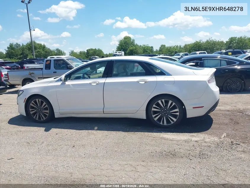 2017 Lincoln Mkz Reserve VIN: 3LN6L5E9XHR648278 Lot: 45417389