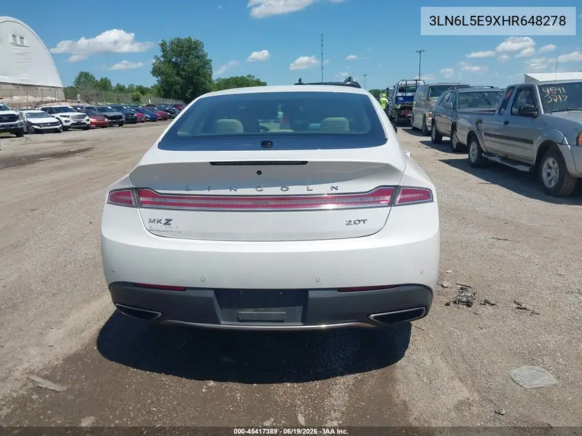 2017 Lincoln Mkz Reserve VIN: 3LN6L5E9XHR648278 Lot: 45417389