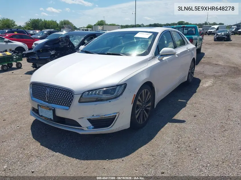2017 Lincoln Mkz Reserve VIN: 3LN6L5E9XHR648278 Lot: 45417389