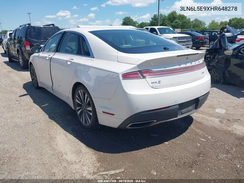 2017 Lincoln Mkz Reserve VIN: 3LN6L5E9XHR648278 Lot: 45417389