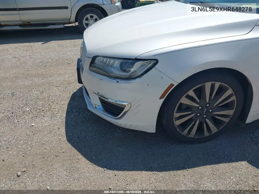 2017 Lincoln Mkz Reserve VIN: 3LN6L5E9XHR648278 Lot: 45417389