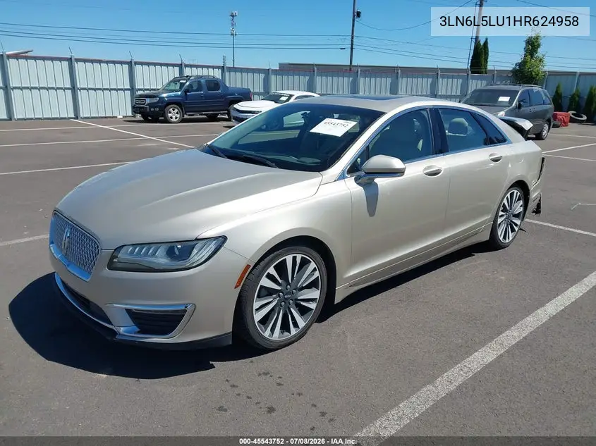 2017 Lincoln Mkz Hybrid Select VIN: 3LN6L5LU1HR624958 Lot: 45543752