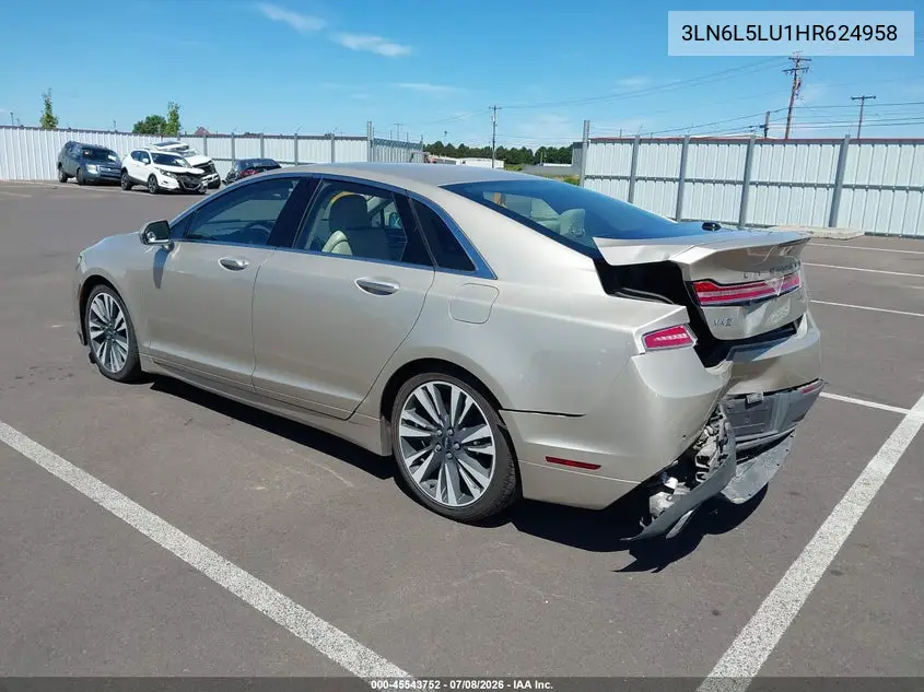 2017 Lincoln Mkz Hybrid Select VIN: 3LN6L5LU1HR624958 Lot: 45543752