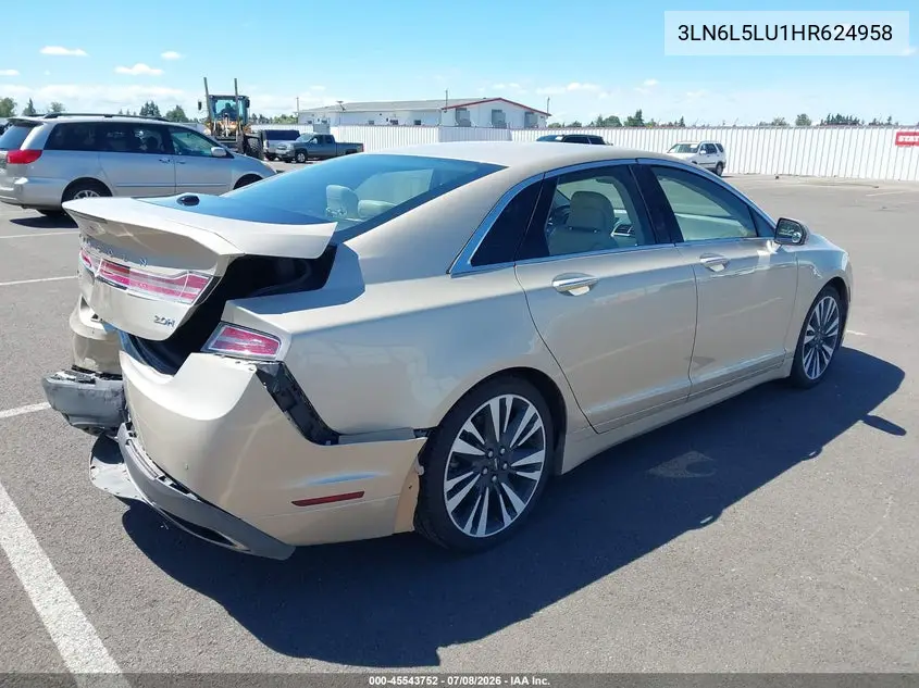 2017 Lincoln Mkz Hybrid Select VIN: 3LN6L5LU1HR624958 Lot: 45543752