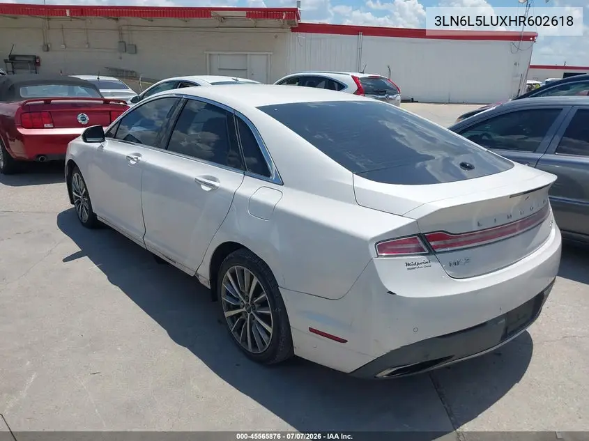 2017 Lincoln Mkz Hybrid Select VIN: 3LN6L5LUXHR602618 Lot: 45565876