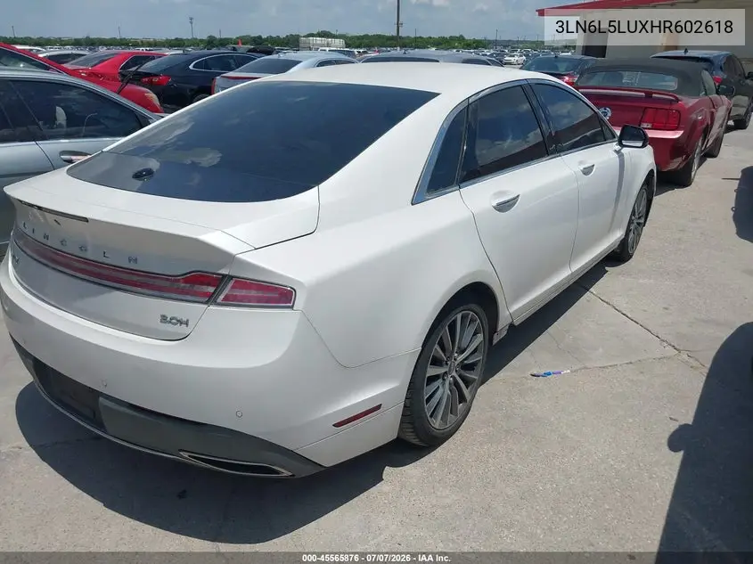 2017 Lincoln Mkz Hybrid Select VIN: 3LN6L5LUXHR602618 Lot: 45565876