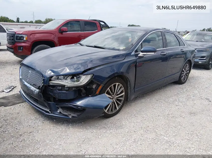 2017 Lincoln Mkz Hybrid Select VIN: 3LN6L5LU5HR649880 Lot: 45569684