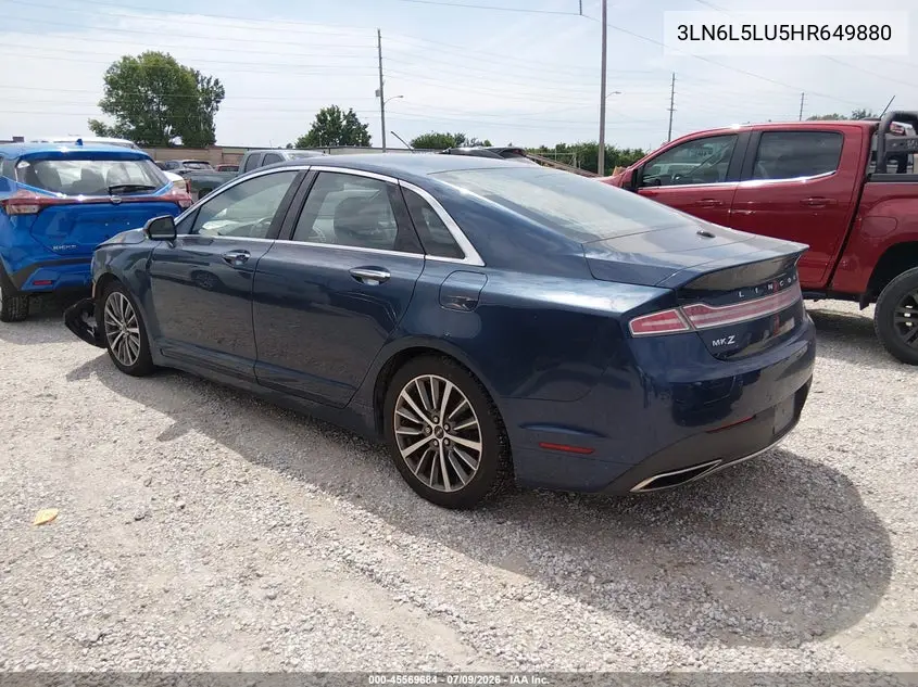 2017 Lincoln Mkz Hybrid Select VIN: 3LN6L5LU5HR649880 Lot: 45569684