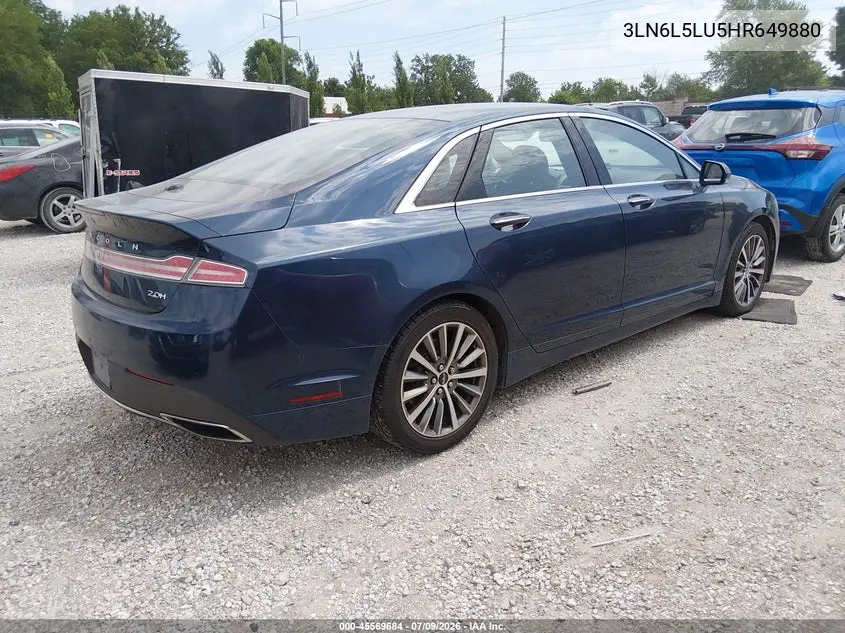 2017 Lincoln Mkz Hybrid Select VIN: 3LN6L5LU5HR649880 Lot: 45569684