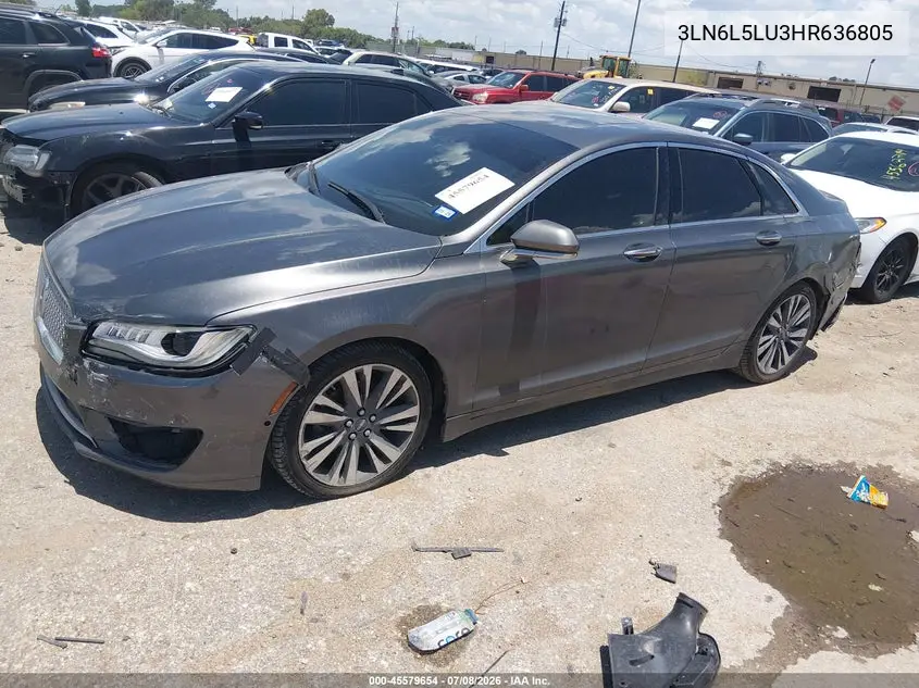 2017 Lincoln Mkz Hybrid Select VIN: 3LN6L5LU3HR636805 Lot: 45579654