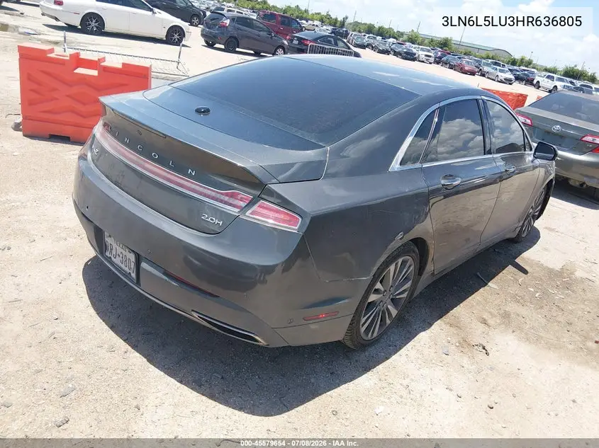 2017 Lincoln Mkz Hybrid Select VIN: 3LN6L5LU3HR636805 Lot: 45579654
