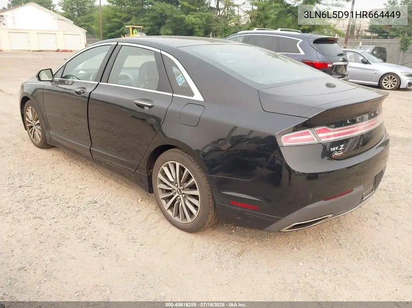 2017 Lincoln Mkz Select VIN: 3LN6L5D91HR664449 Lot: 45616259
