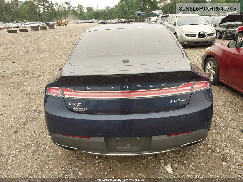2017 Lincoln Mkz Reserve VIN: 3LN6L5F9XHR640745 Lot: 45621374