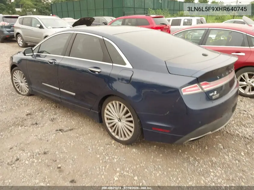 2017 Lincoln Mkz Reserve VIN: 3LN6L5F9XHR640745 Lot: 45621374