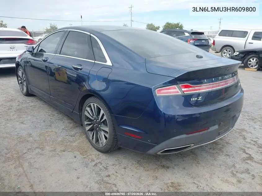 2017 Lincoln Mkz Hybrid Reserve VIN: 3LN6L5MU3HR609800 Lot: 45686765