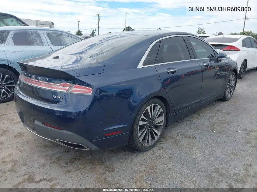 2017 Lincoln Mkz Hybrid Reserve VIN: 3LN6L5MU3HR609800 Lot: 45686765