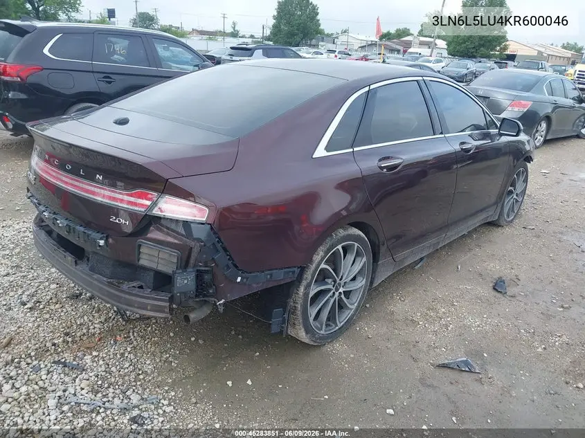2019 Lincoln Mkz Hybrid Reserve I VIN: 3LN6L5LU4KR600046 Lot: 45283851