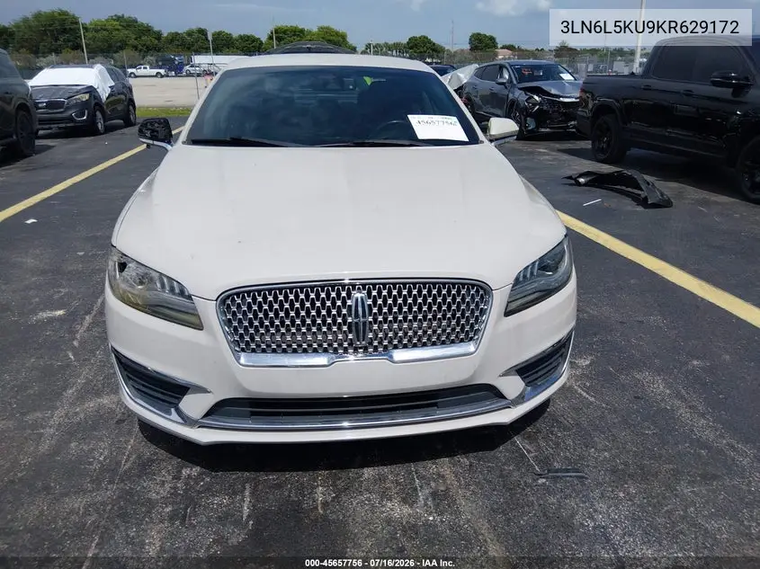2019 Lincoln Mkz Hybrid Standard VIN: 3LN6L5KU9KR629172 Lot: 45657756