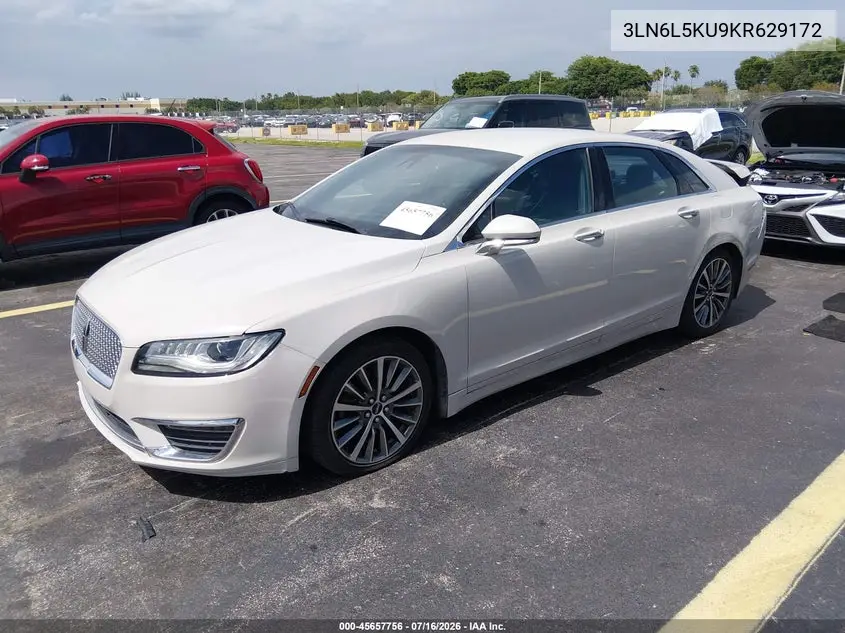 2019 Lincoln Mkz Hybrid Standard VIN: 3LN6L5KU9KR629172 Lot: 45657756