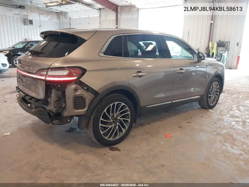 2019 Lincoln Nautilus Reserve VIN: 2LMPJ8L94KBL58613 Lot: 45034527