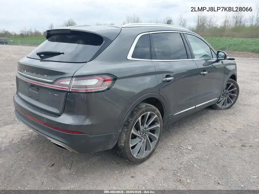 2019 Lincoln Nautilus Reserve VIN: 2LMPJ8LP7KBL28066 Lot: 45039828