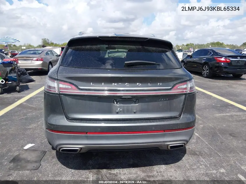 2019 Lincoln Nautilus Standard VIN: 2LMPJ6J93KBL65334 Lot: 45160334