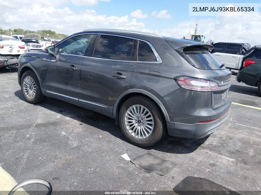 2019 Lincoln Nautilus Standard VIN: 2LMPJ6J93KBL65334 Lot: 45160334