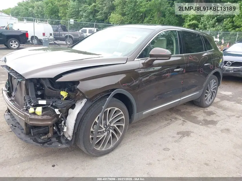 2019 Lincoln Nautilus Reserve VIN: 2LMPJ8L91KBL13189 Lot: 45179096