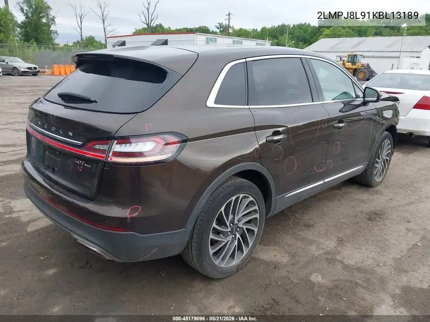 2019 Lincoln Nautilus Reserve VIN: 2LMPJ8L91KBL13189 Lot: 45179096