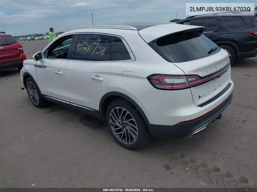 2019 Lincoln Nautilus Reserve VIN: 2LMPJ8L93KBL67030 Lot: 45210738
