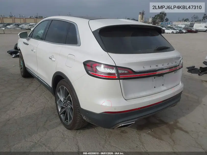 2019 Lincoln Nautilus Reserve VIN: 2LMPJ6LP4KBL47310 Lot: 45255010