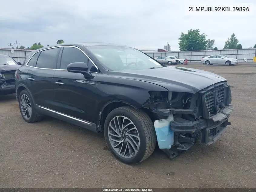 2019 Lincoln Nautilus Reserve VIN: 2LMPJ8L92KBL39896 Lot: 45258123