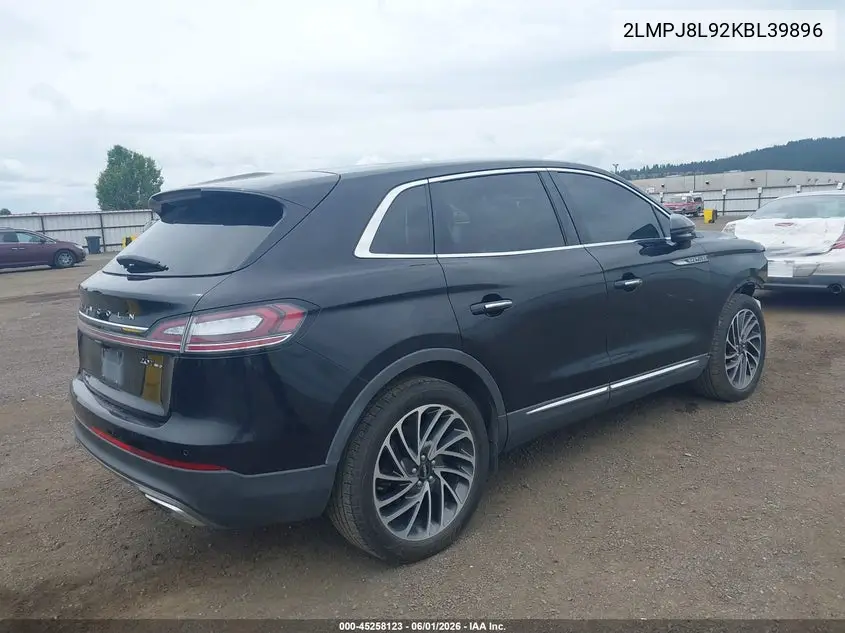 2019 Lincoln Nautilus Reserve VIN: 2LMPJ8L92KBL39896 Lot: 45258123