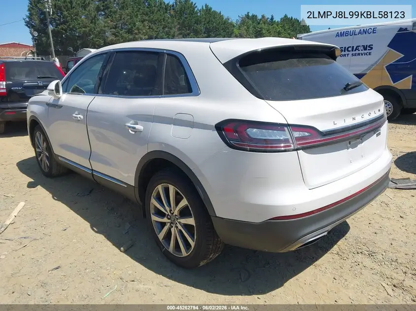 2019 Lincoln Nautilus Reserve VIN: 2LMPJ8L99KBL58123 Lot: 45262794