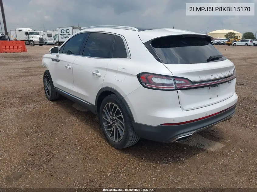 2019 Lincoln Nautilus Reserve VIN: 2LMPJ6LP8KBL15170 Lot: 45267566
