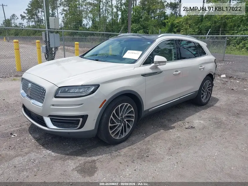 2019 Lincoln Nautilus Reserve VIN: 2LMPJ6L91KBL17022 Lot: 45289652