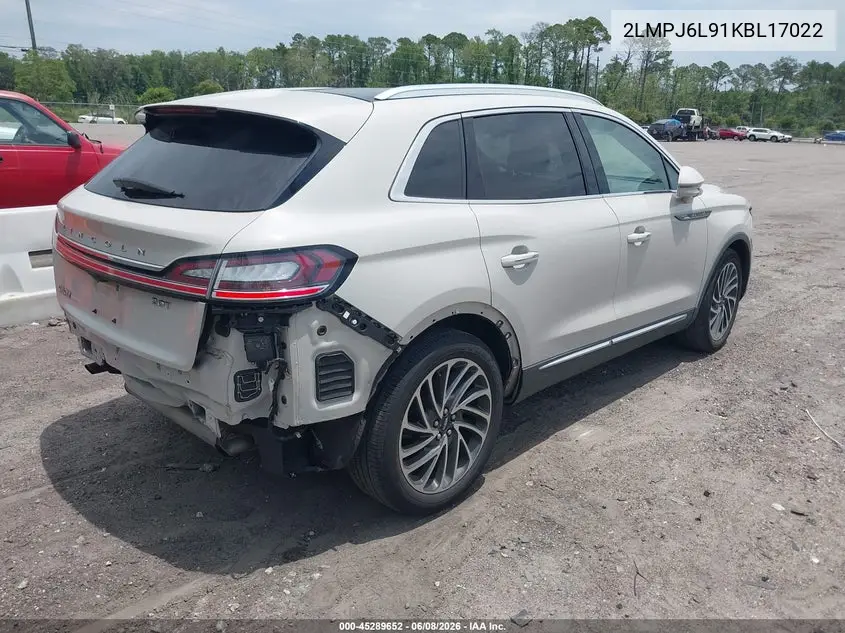2019 Lincoln Nautilus Reserve VIN: 2LMPJ6L91KBL17022 Lot: 45289652