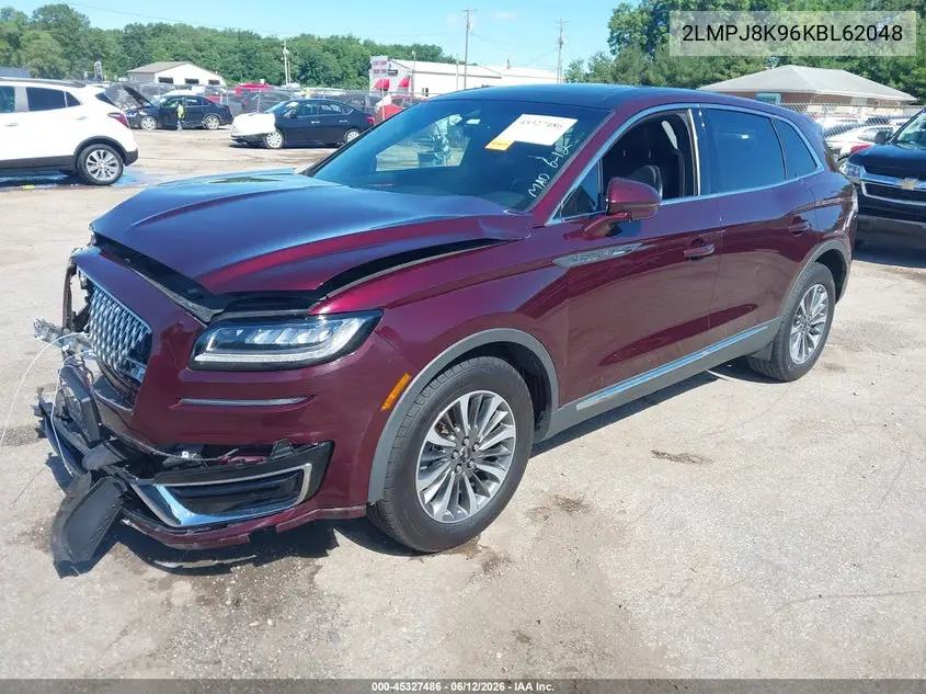 2019 Lincoln Nautilus Select VIN: 2LMPJ8K96KBL62048 Lot: 45327486