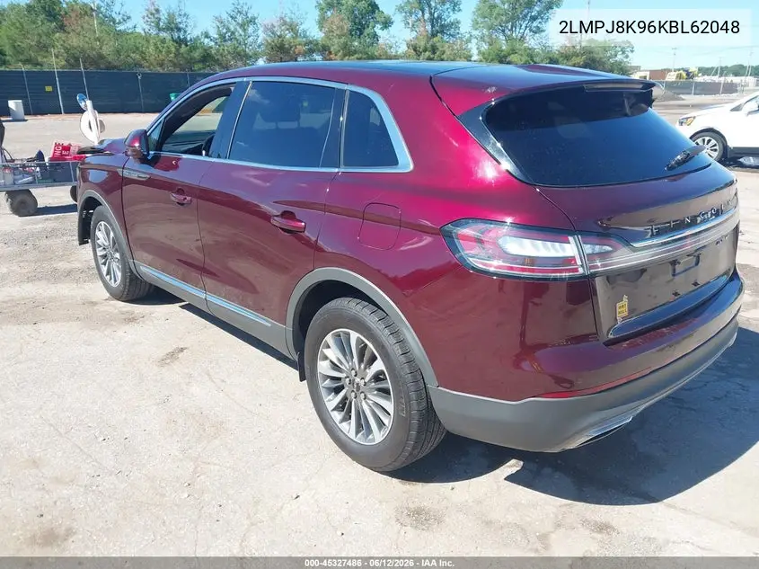 2019 Lincoln Nautilus Select VIN: 2LMPJ8K96KBL62048 Lot: 45327486